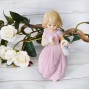Сувенир Девочка с корзиной цветов 14,5 см, розовое платье